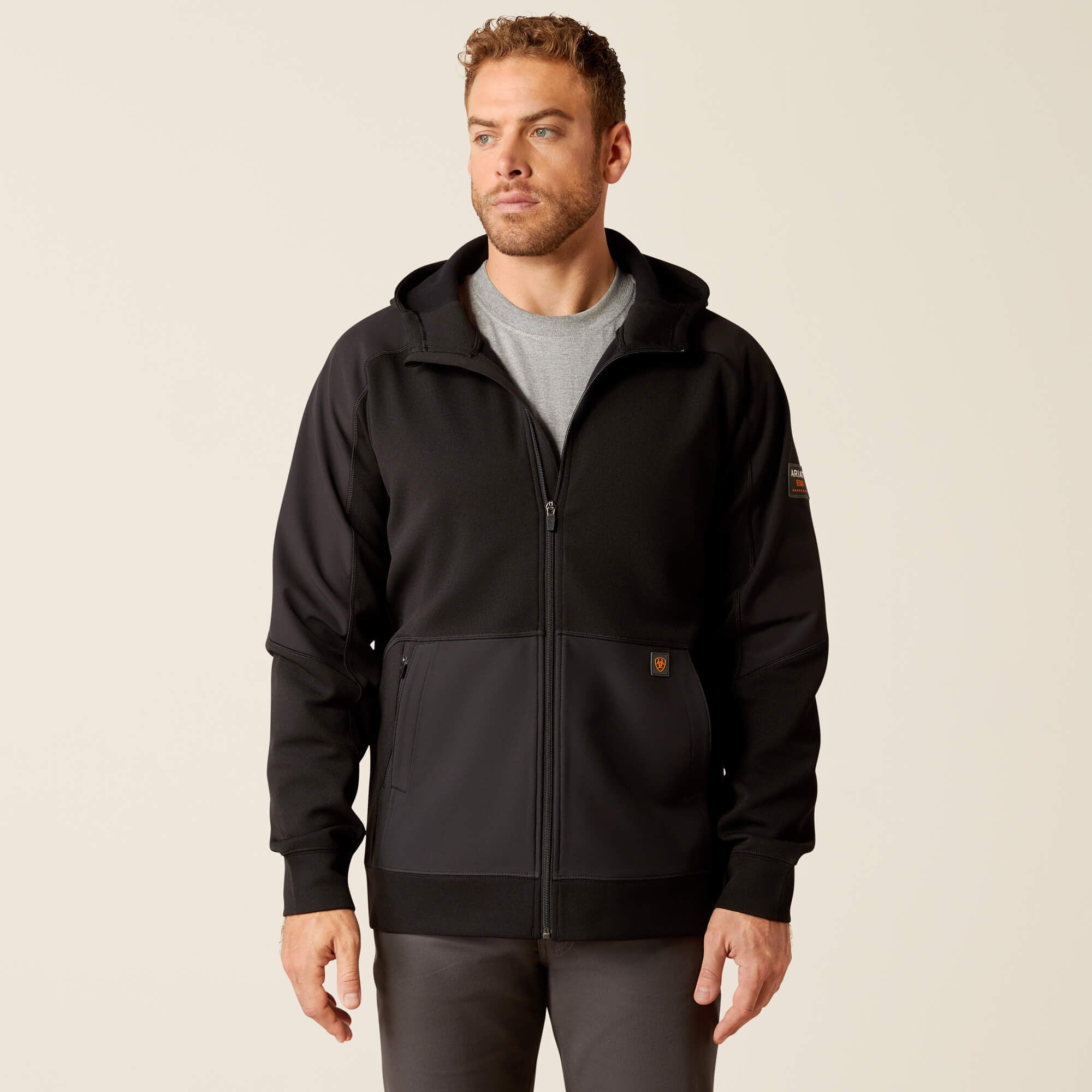 Rebar WorkTek Reinforced Full Zip Hoodie Men - BLACK