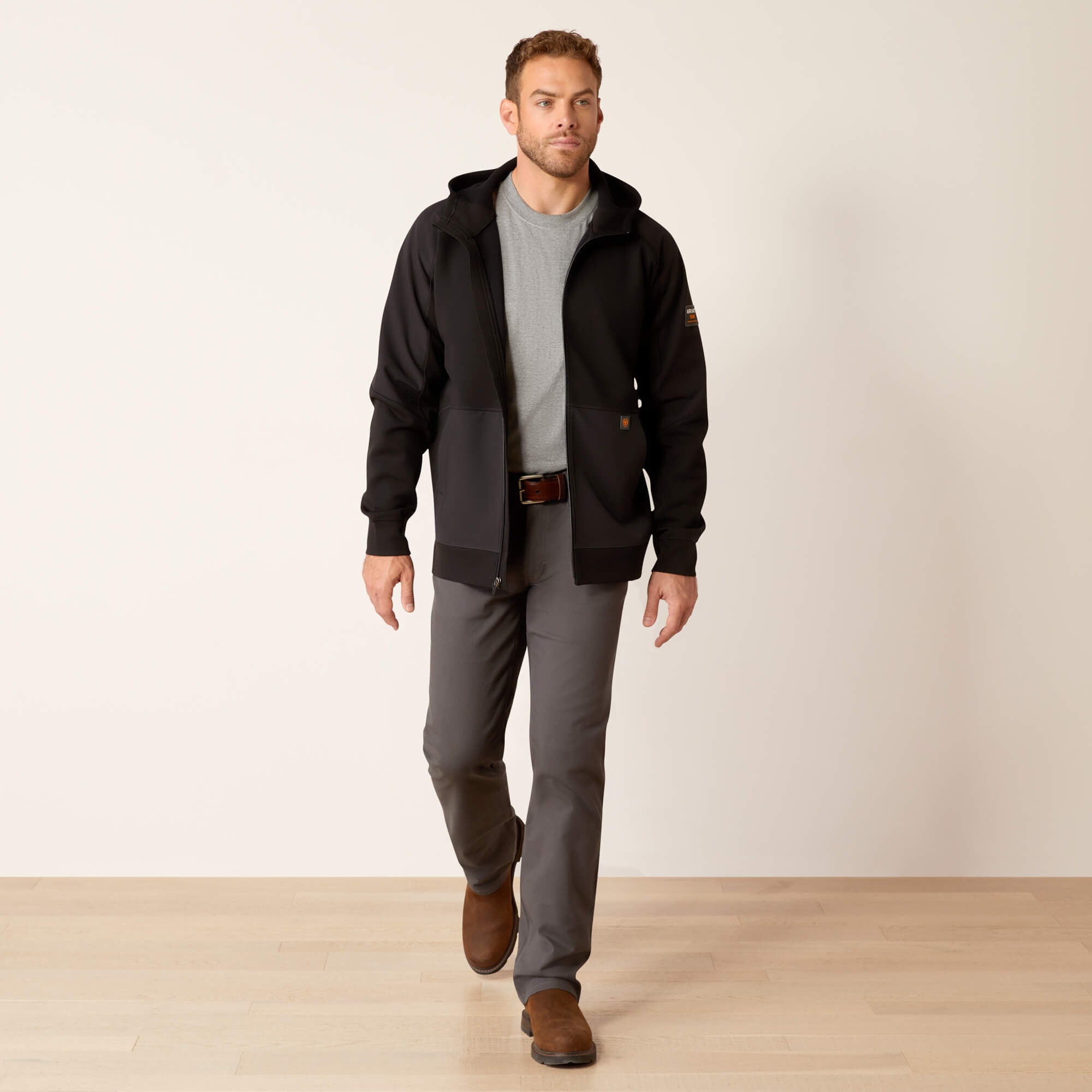 Rebar WorkTek Reinforced Full Zip Hoodie Men - BLACK