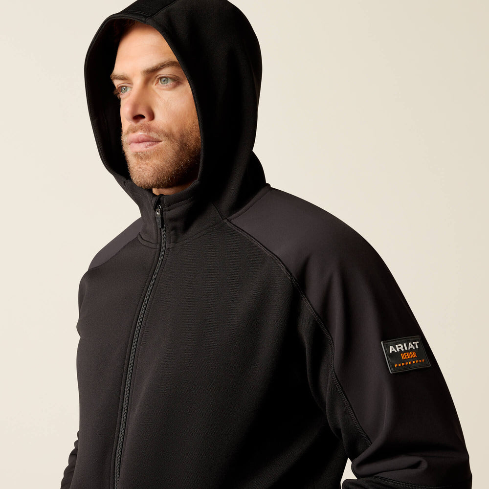 Rebar WorkTek Reinforced Full Zip Hoodie Men - BLACK