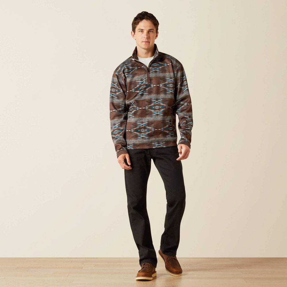 Caldwell Logo 1/4 Zip Sweater Men - DEEP MAHOGANY SOUTHWEST