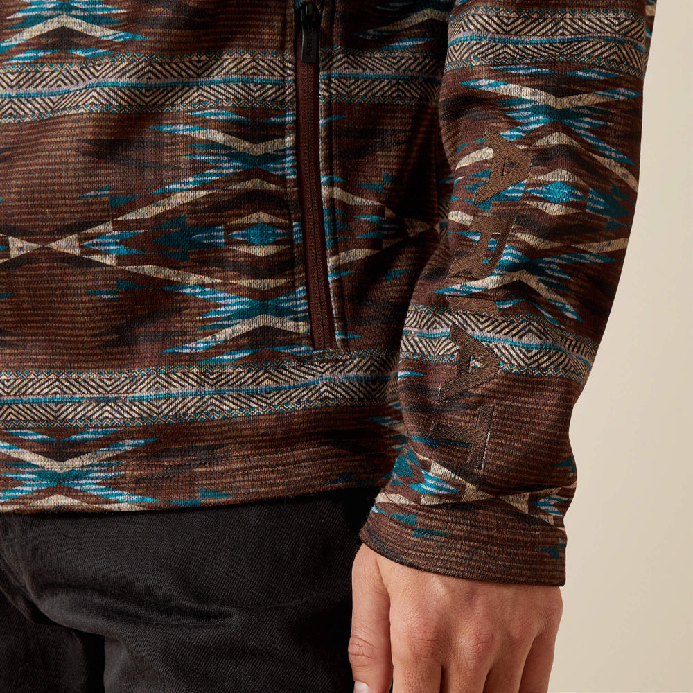 Caldwell Logo 1/4 Zip Sweater Men - DEEP MAHOGANY SOUTHWEST