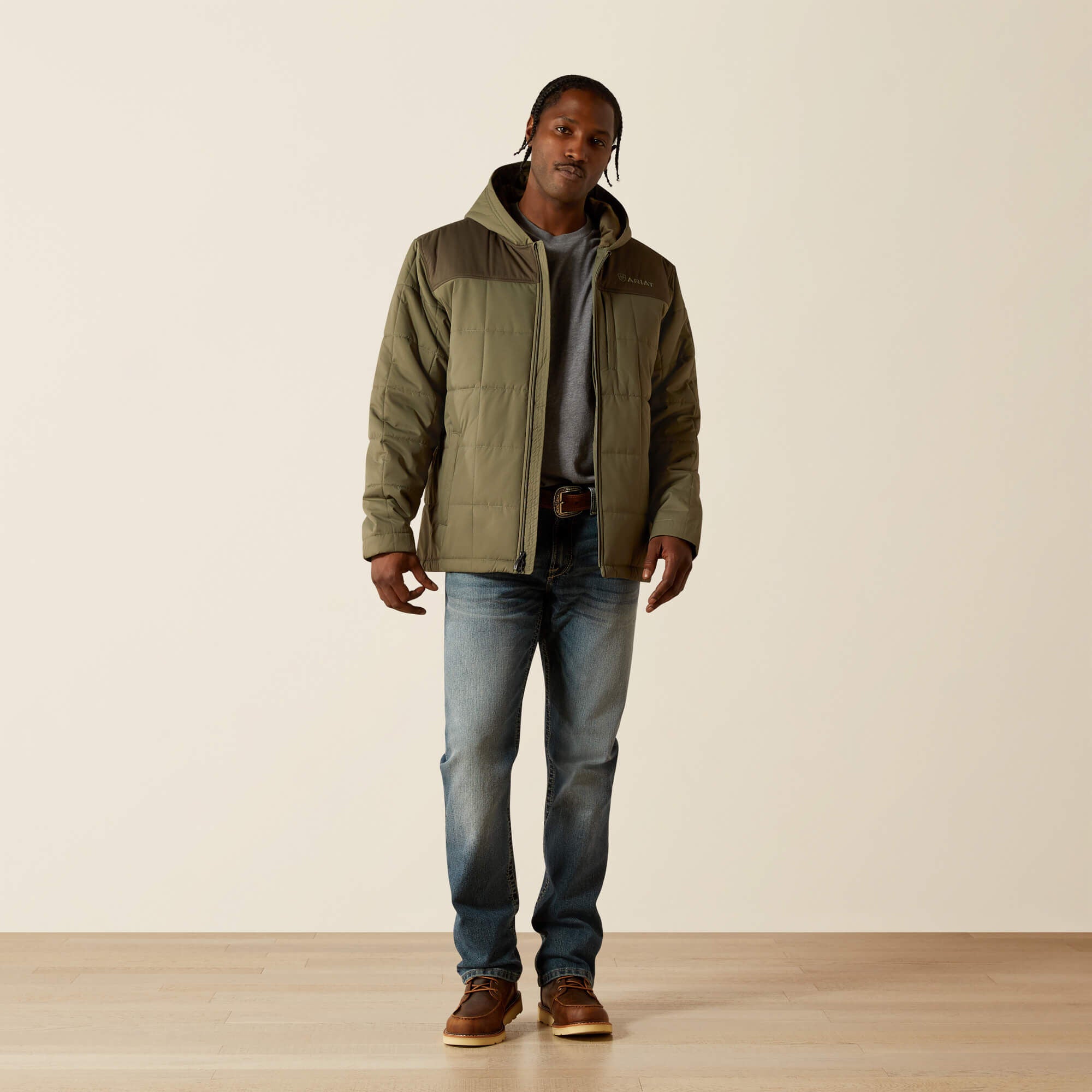 Crius Hooded Insulated Jacket Men - GREEN/DARK GREEN