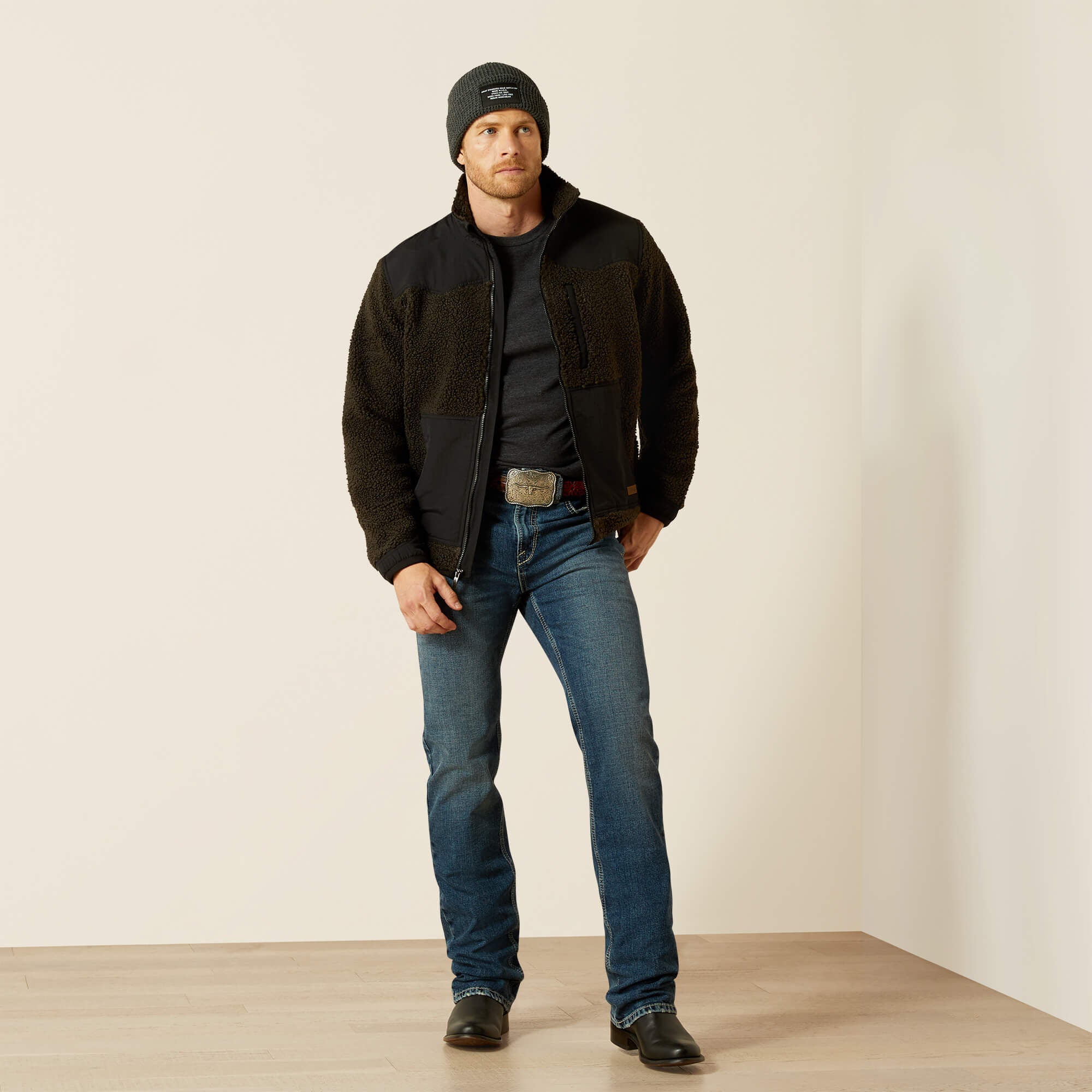 Western Sherpa Jacket Men - BLACK