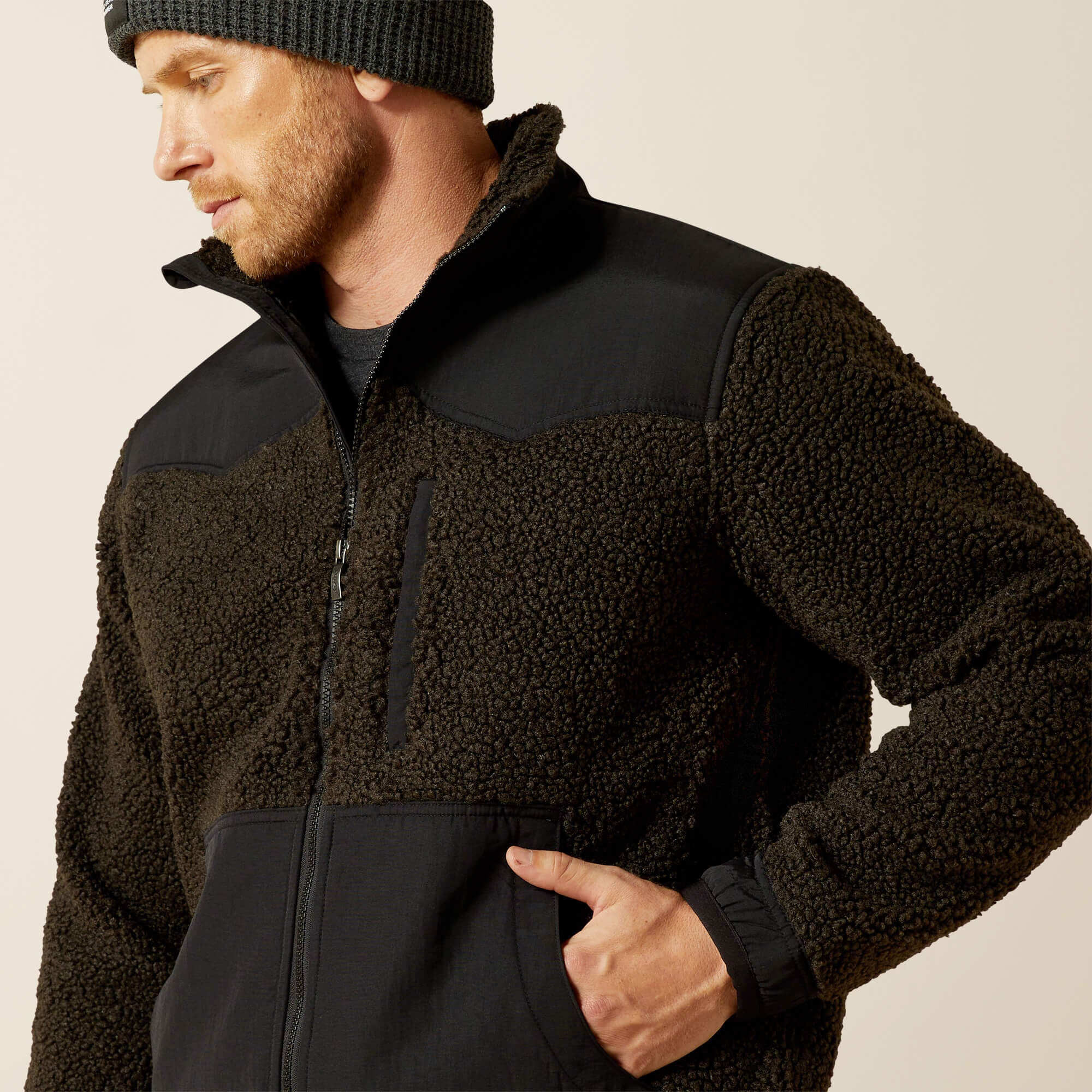 Western Sherpa Jacket Men - BLACK