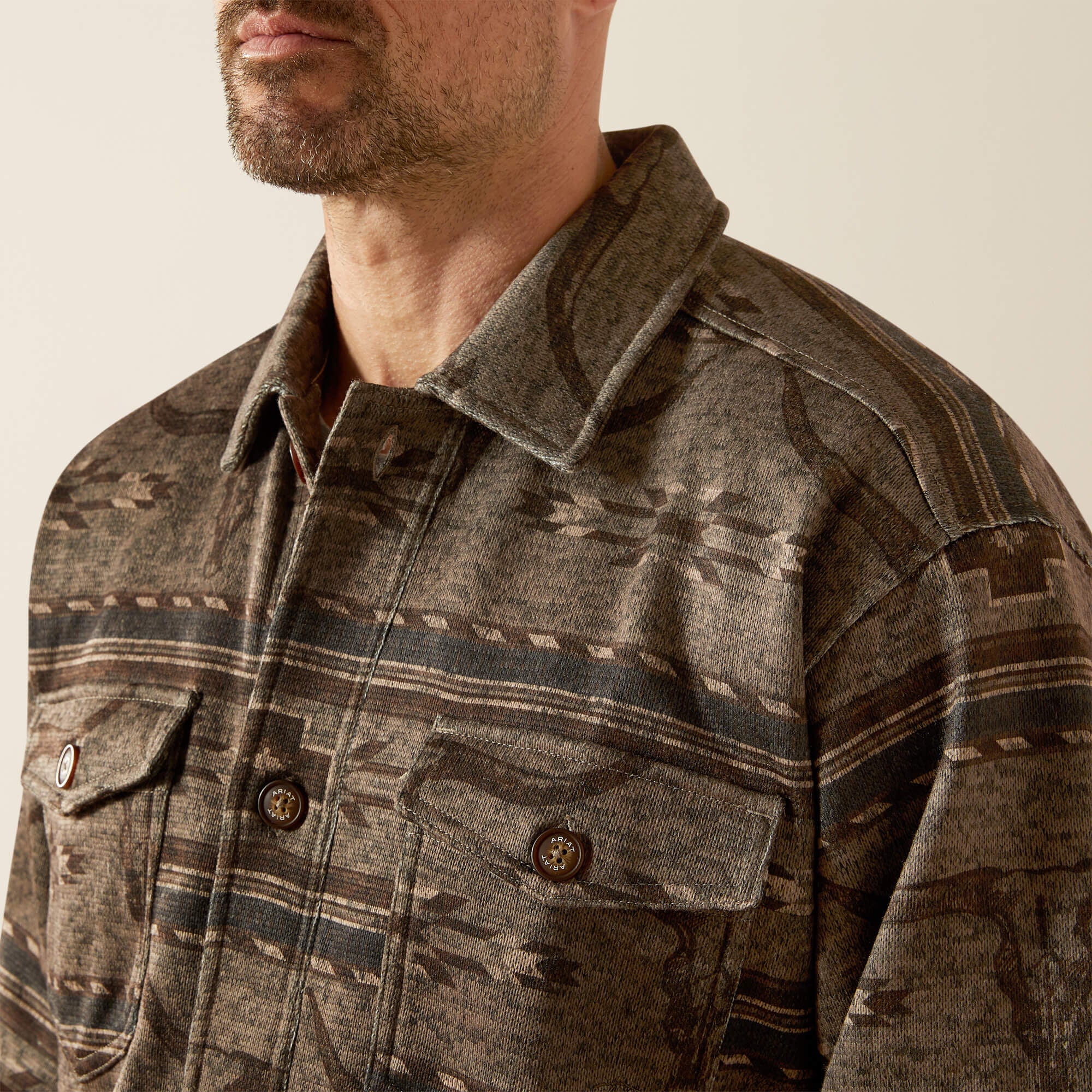 Caldwell Printed Shirt Jacket Men - BEIGE