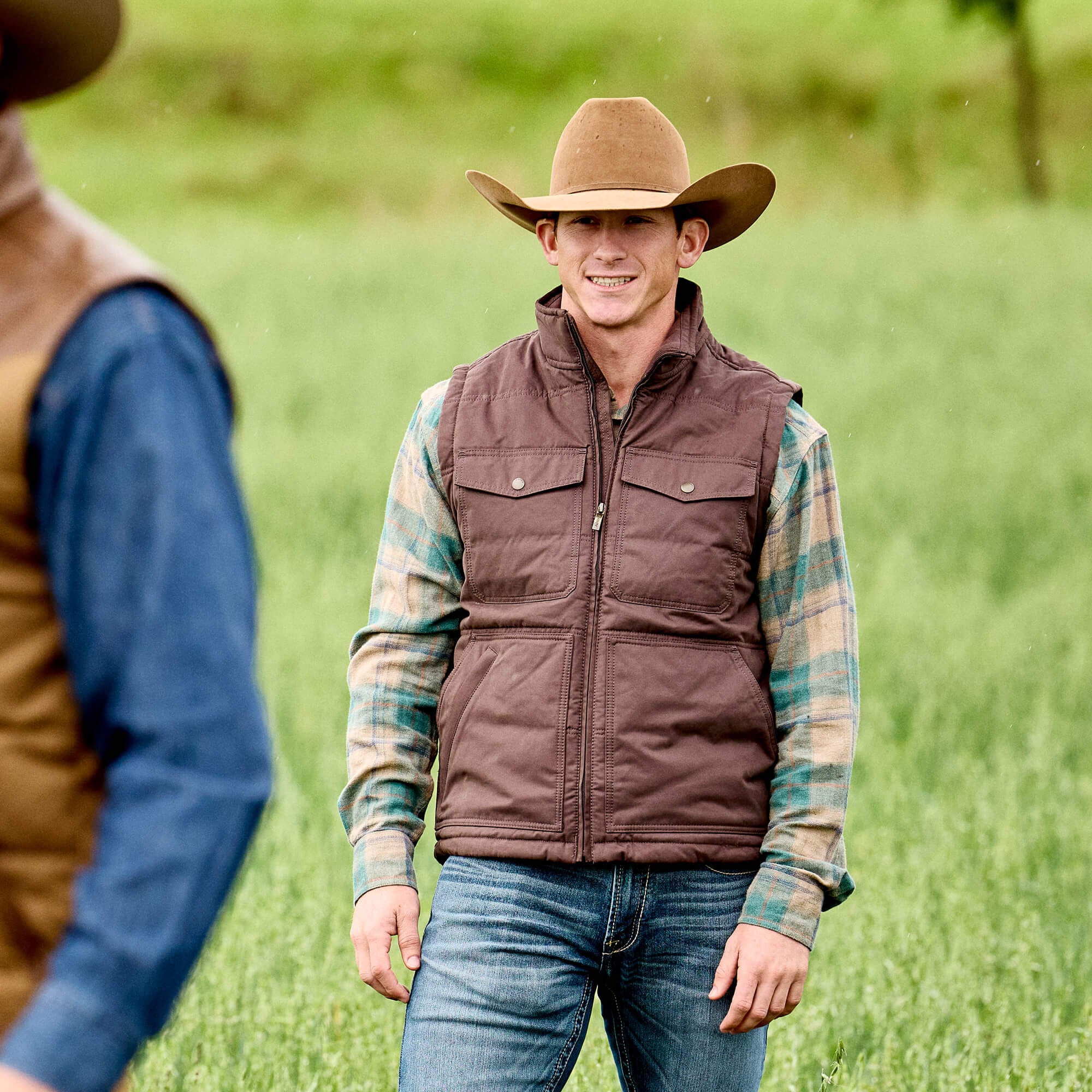 Western Quilted Vest Men - CUB KHAKI/BROWN