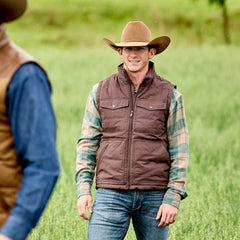 Western Quilted Vest Men - CUB KHAKI/BROWN