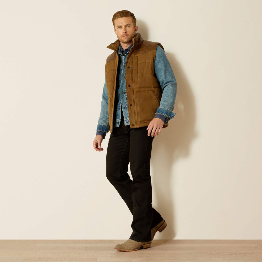 Western Quilted Vest Men - CUB KHAKI/BROWN