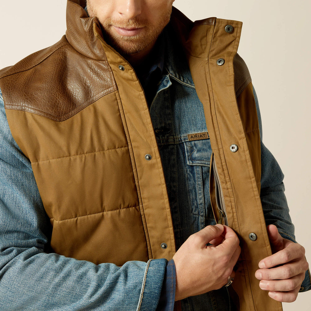 Western Quilted Vest Men - CUB KHAKI/BROWN