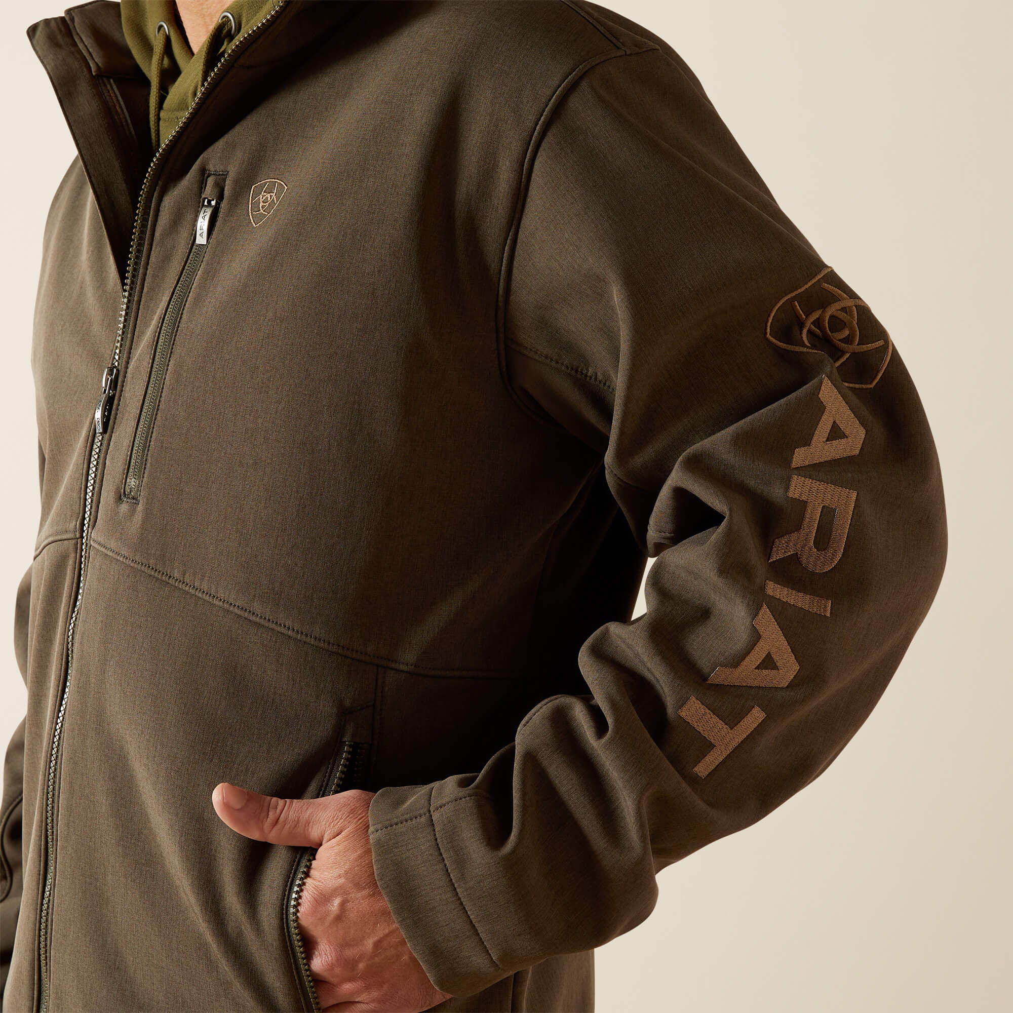 Logo Softshell Jacket Men - EARTH GREEN HEATHER