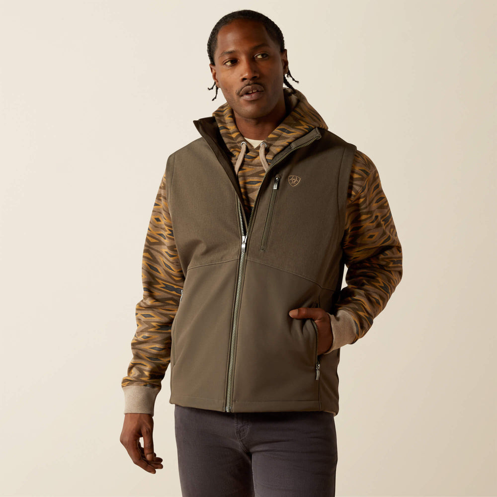 Logo Softshell Vest Men - DARK GREEN/DARK GREEN HEATHER