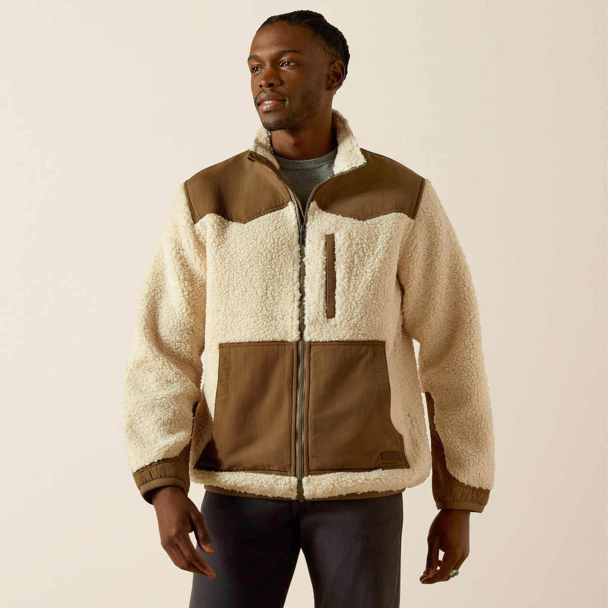 Western Sherpa Jacket Men - WHITE PEPPER