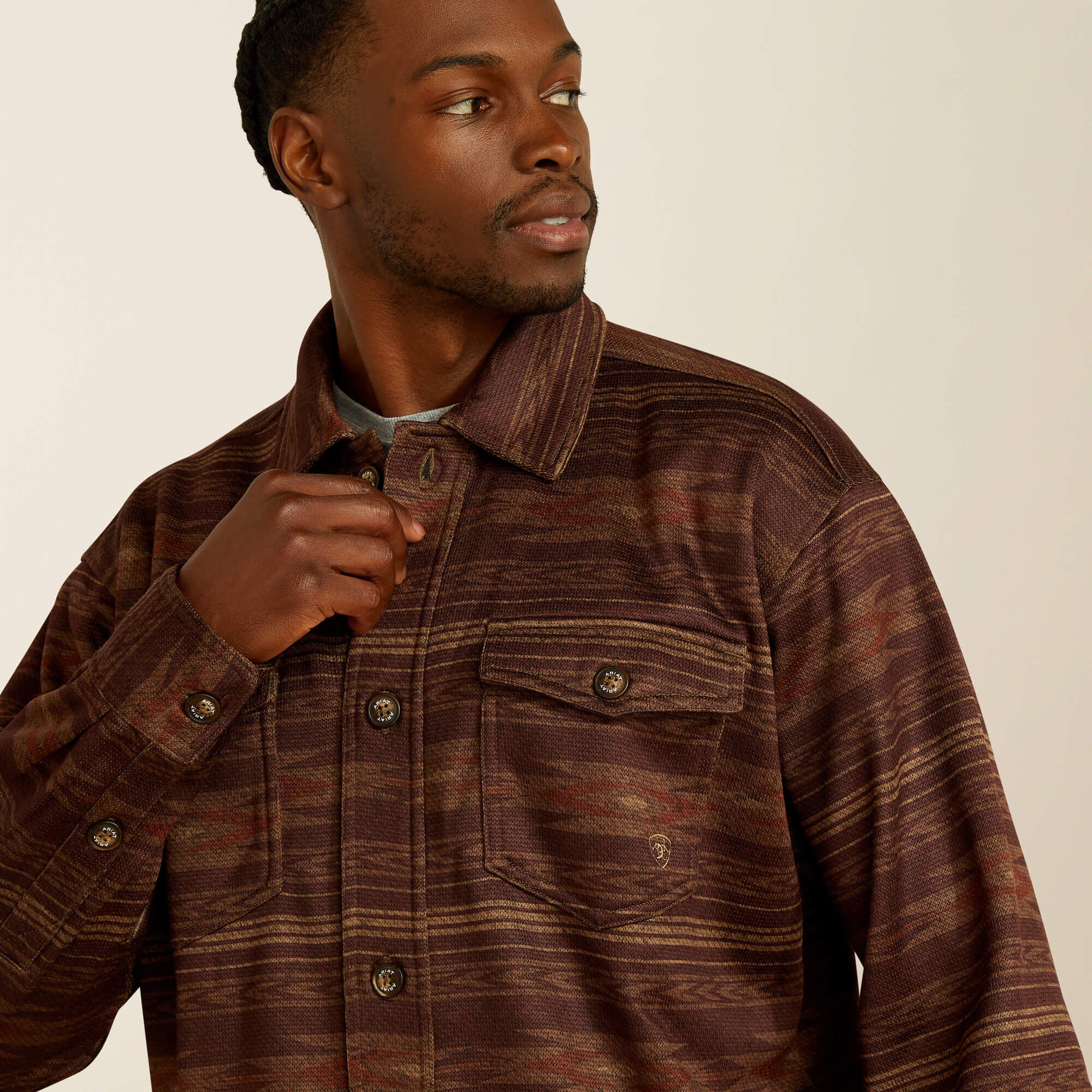 Caldwell Printed Shirt Jacket Men - MAROON