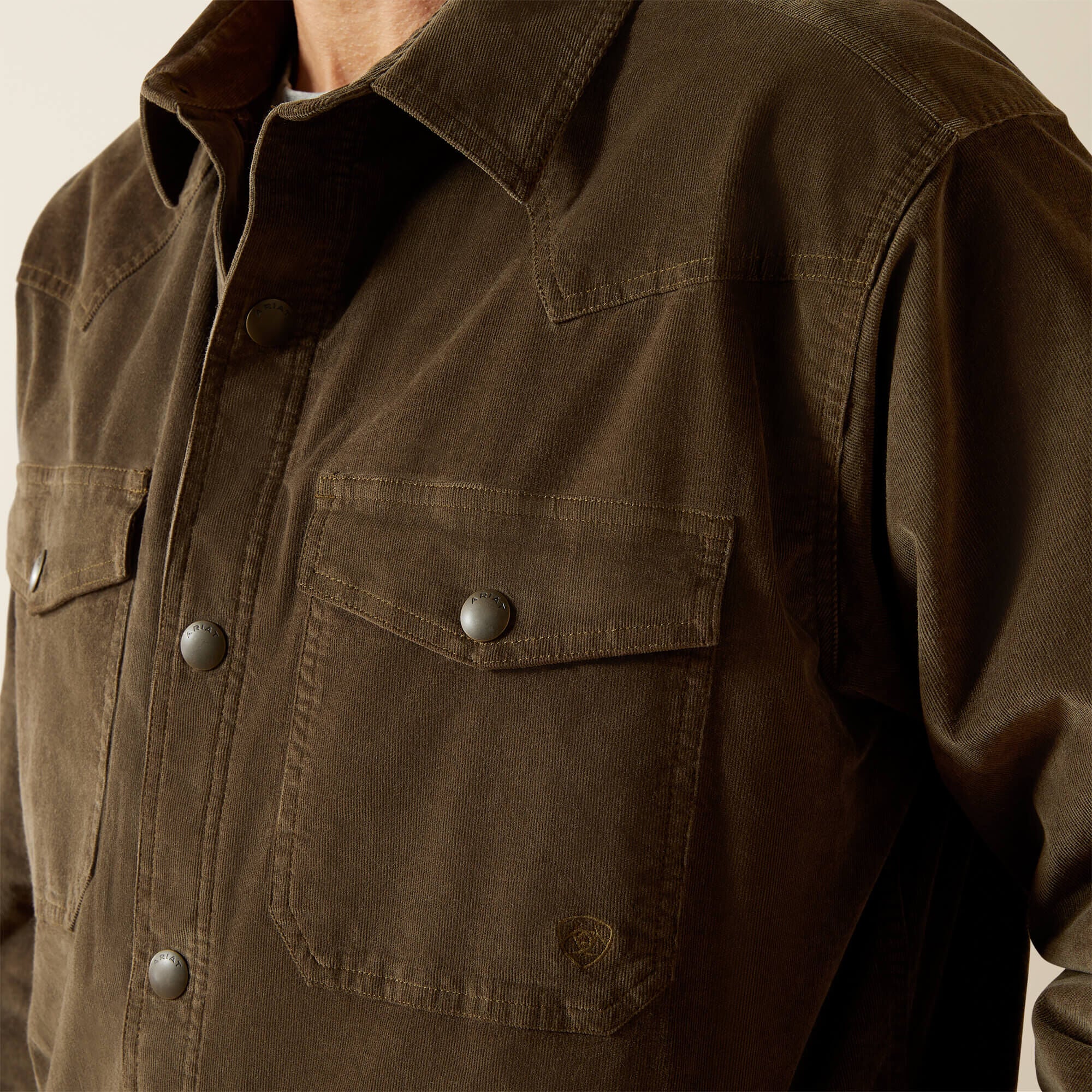Retro Corduroy Shirt Jacket Men - DARK GREEN