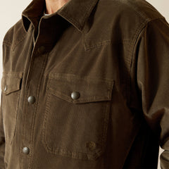 Retro Corduroy Shirt Jacket Men - DARK GREEN