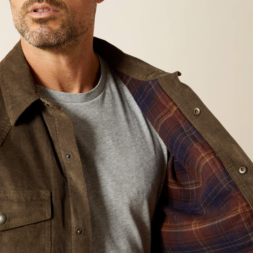 Retro Corduroy Shirt Jacket Men - DARK GREEN