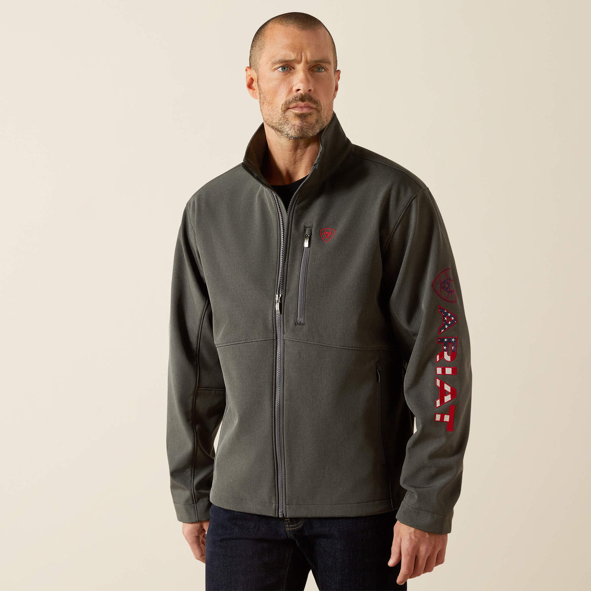 Logo Softshell Jacket Men - CHARCOAL/AMERICANA