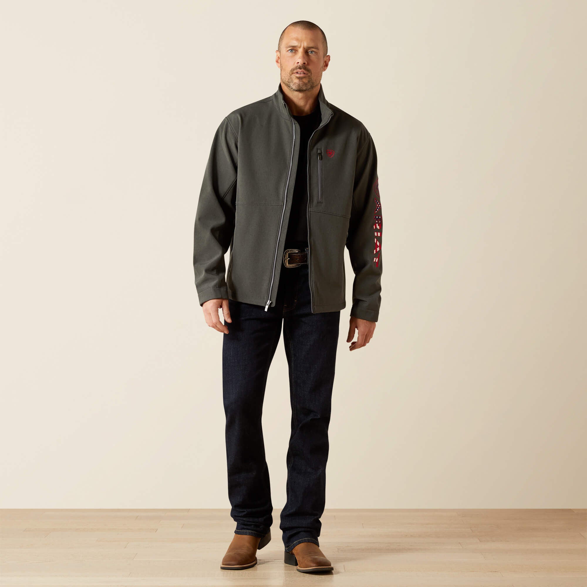Logo Softshell Jacket Men - CHARCOAL/AMERICANA