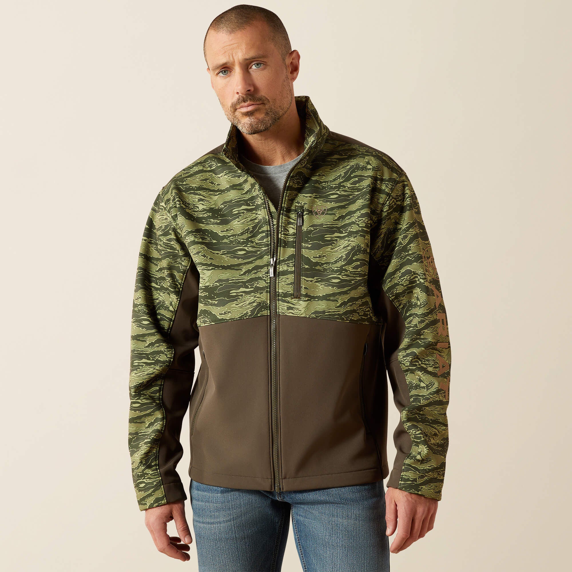 Logo Softshell Jacket Men - EARTH GREEN CAMO