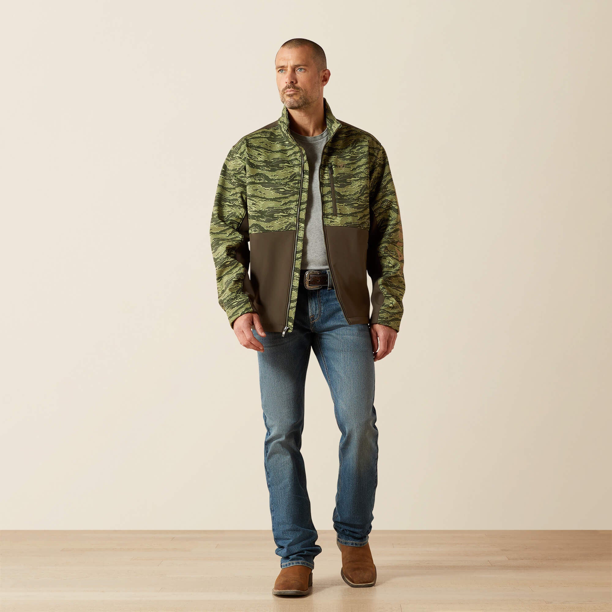 Logo Softshell Jacket Men - EARTH GREEN CAMO