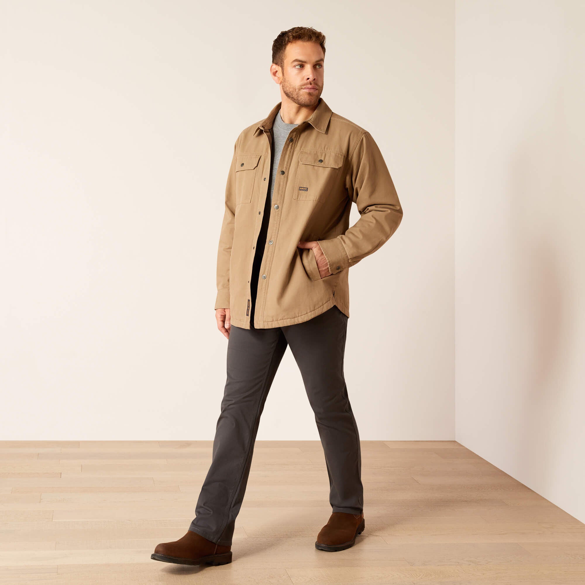 Rebar Canvas Shirt Jacket Men - KHAKI