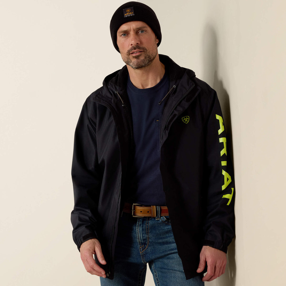Rebar Stormshell Logo Waterproof Jacket Men - BLACK/LIME