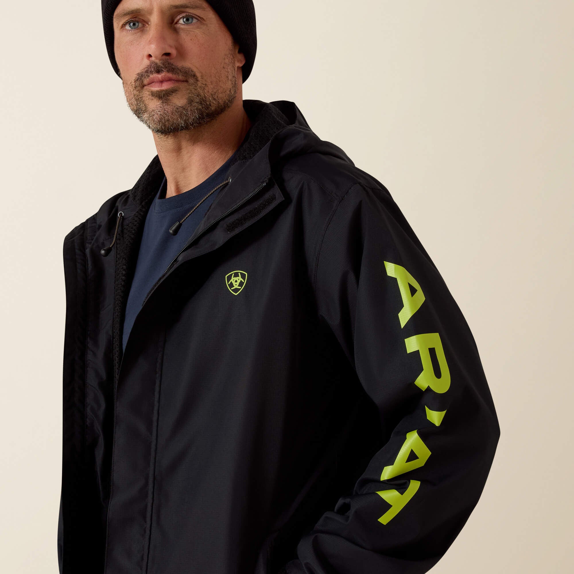 Rebar Stormshell Logo Waterproof Jacket Men - BLACK/LIME