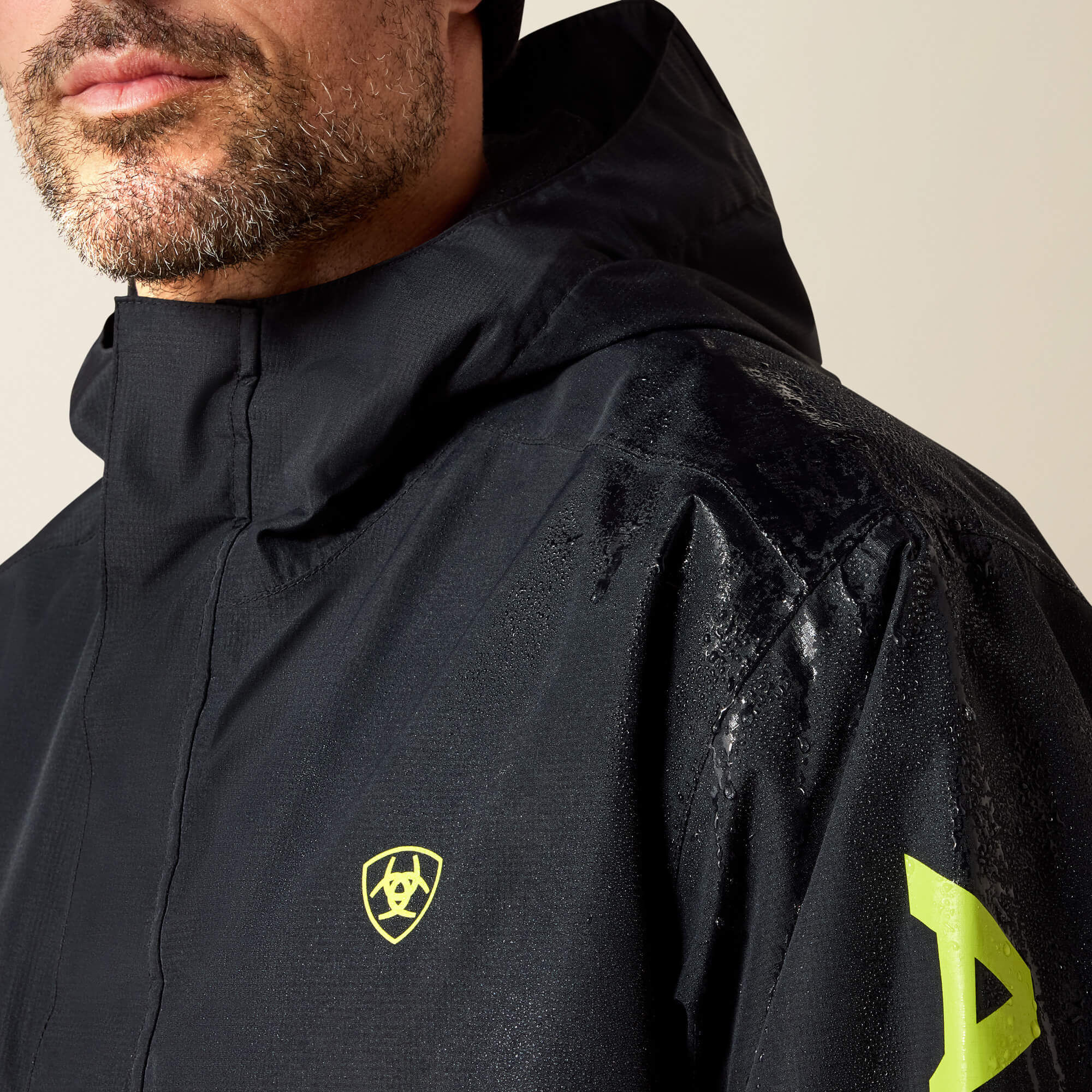 Rebar Stormshell Logo Waterproof Jacket Men - BLACK/LIME