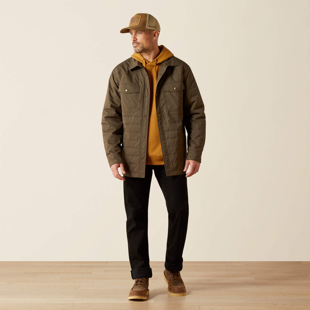 Quilted Shirt Jacket Men - DARK GREEN