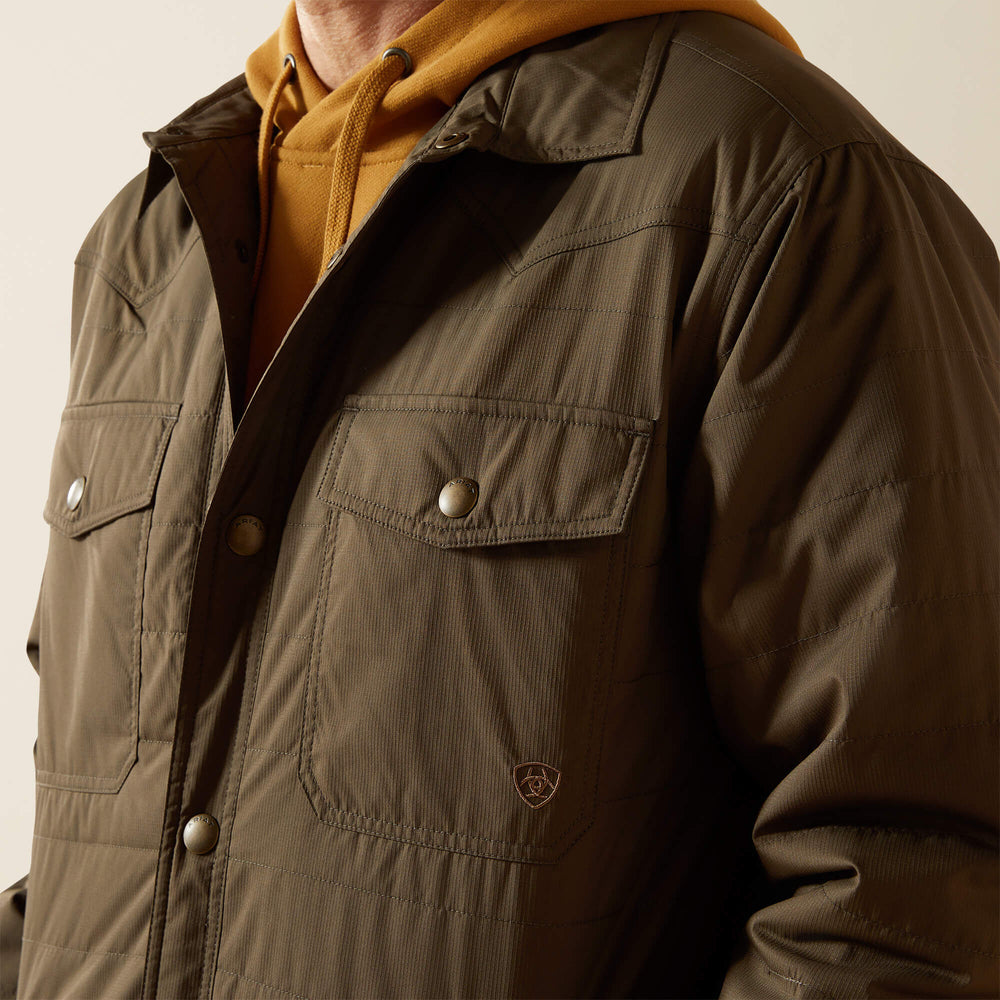 Quilted Shirt Jacket Men - DARK GREEN