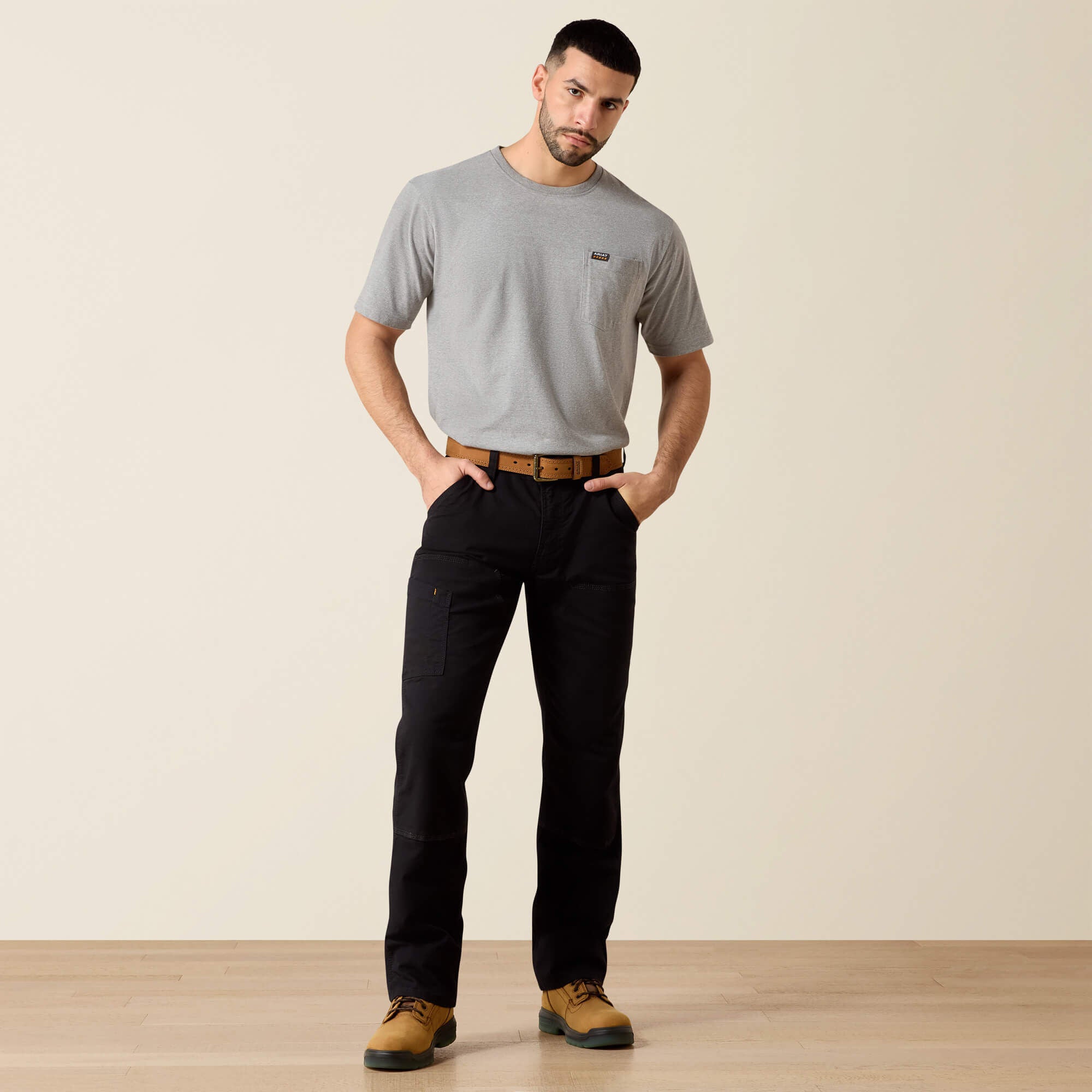 Rebar M4 Low Rise DuraStretch Made Tough Double Front Stackable Straight Leg Pant Men - BLACK
