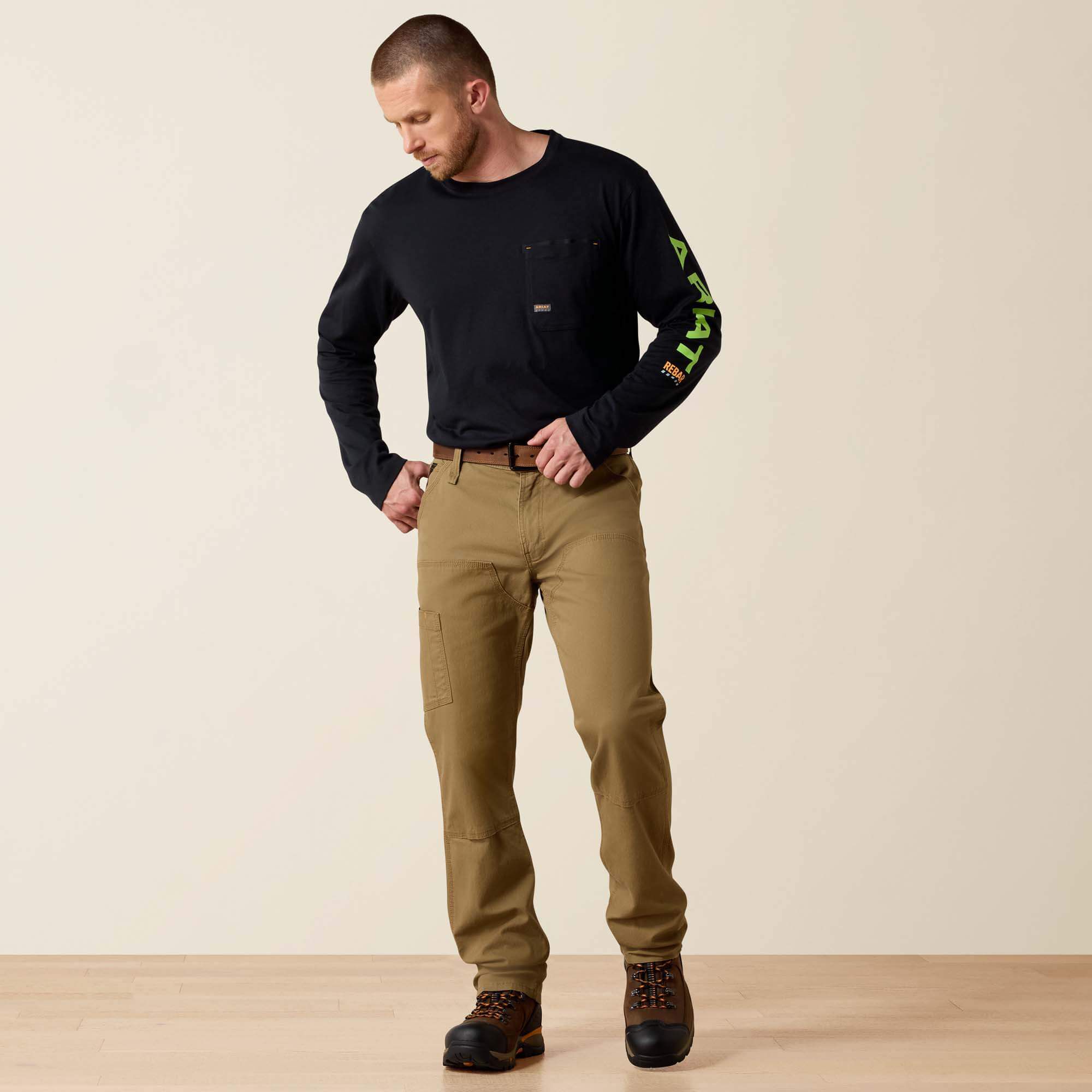 Rebar M4 Low Rise DuraStretch Made Tough Double Front Stackable Straight Leg Pant Men - FIELD KHAKI
