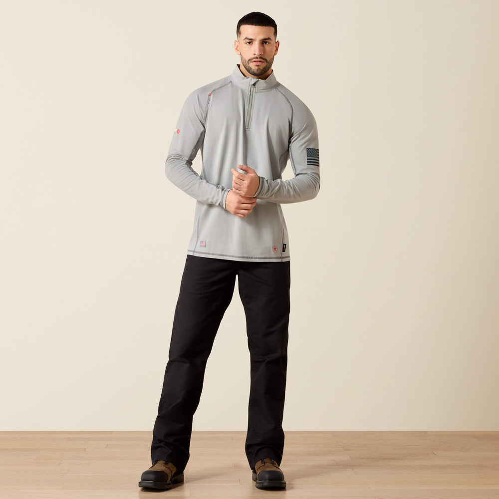 FR Combat Stretch Patriot 1/4 Zip Work Shirt Men - SILVER FOX