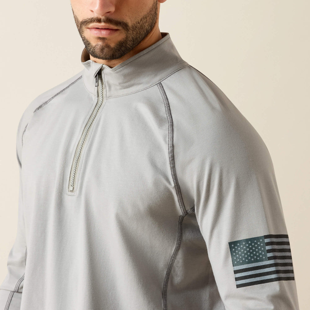 FR Combat Stretch Patriot 1/4 Zip Work Shirt Men - SILVER FOX