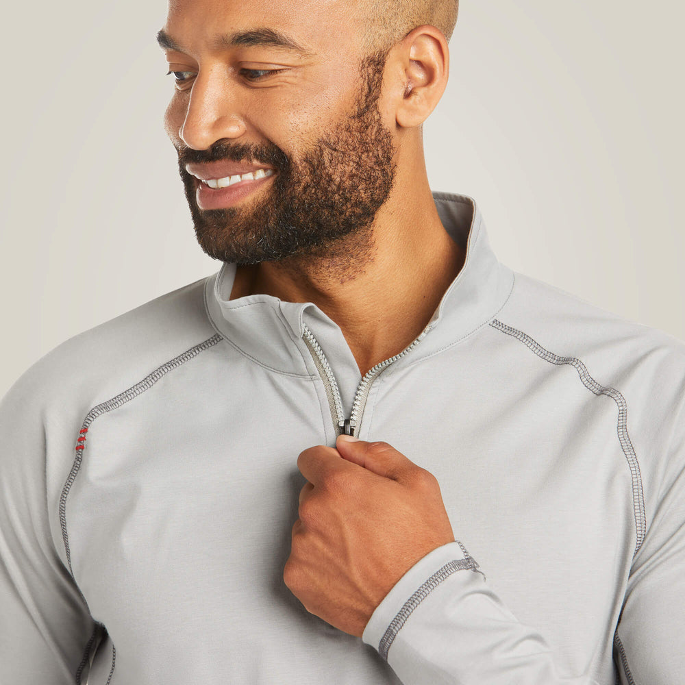 FR Combat Stretch Patriot 1/4 Zip Work Shirt Men - SILVER FOX