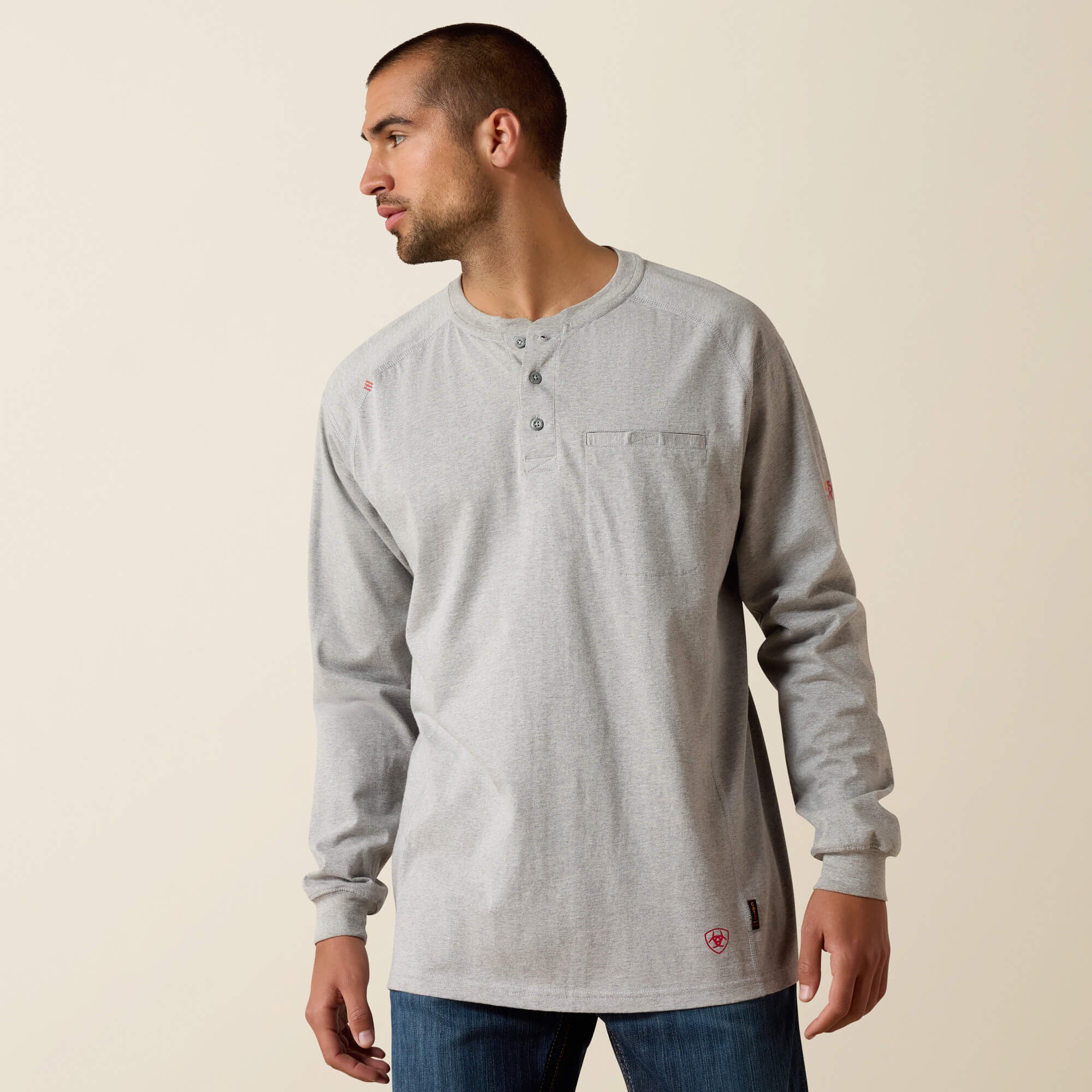FR Air Henley Men - SILVER FOX HEATHER