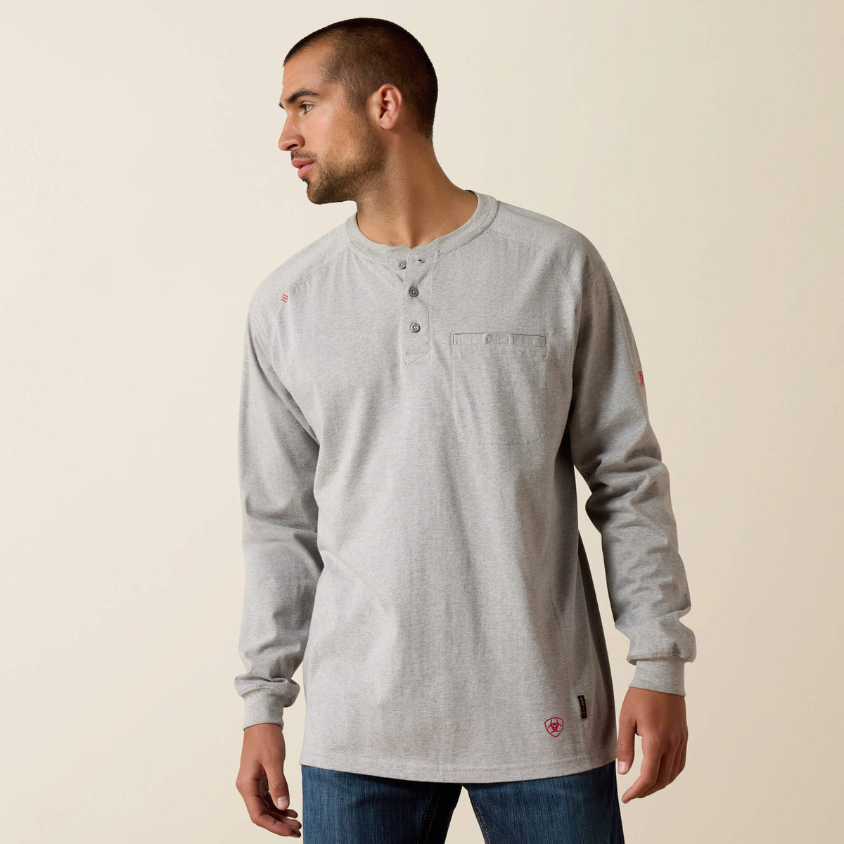 FR Air Henley Men - SILVER FOX HEATHER