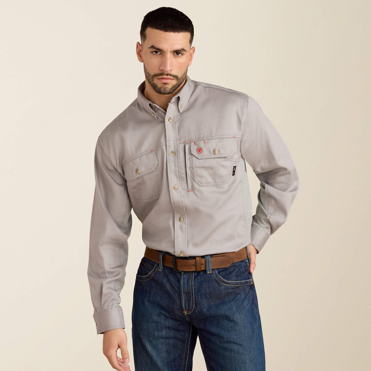 FR Solid Vent Work Shirt Men - SILVER FOX