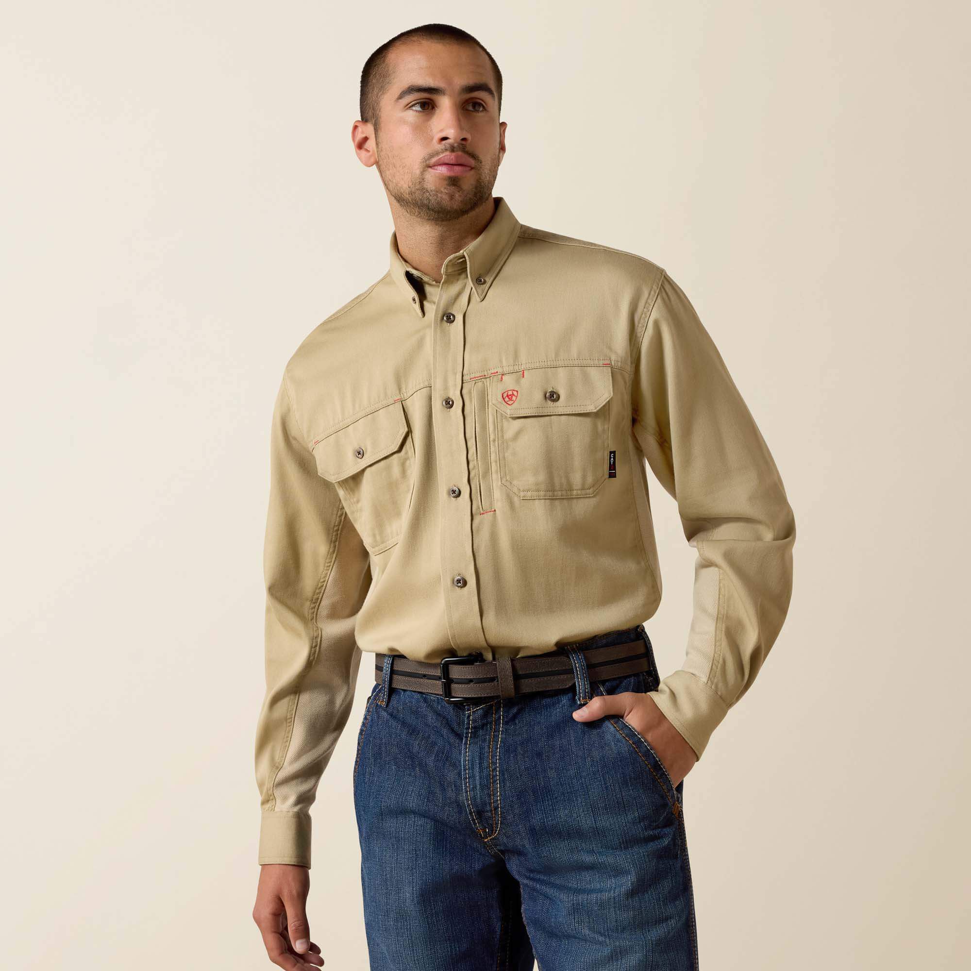 FR Solid Vent Work Shirt Men - KHAKI