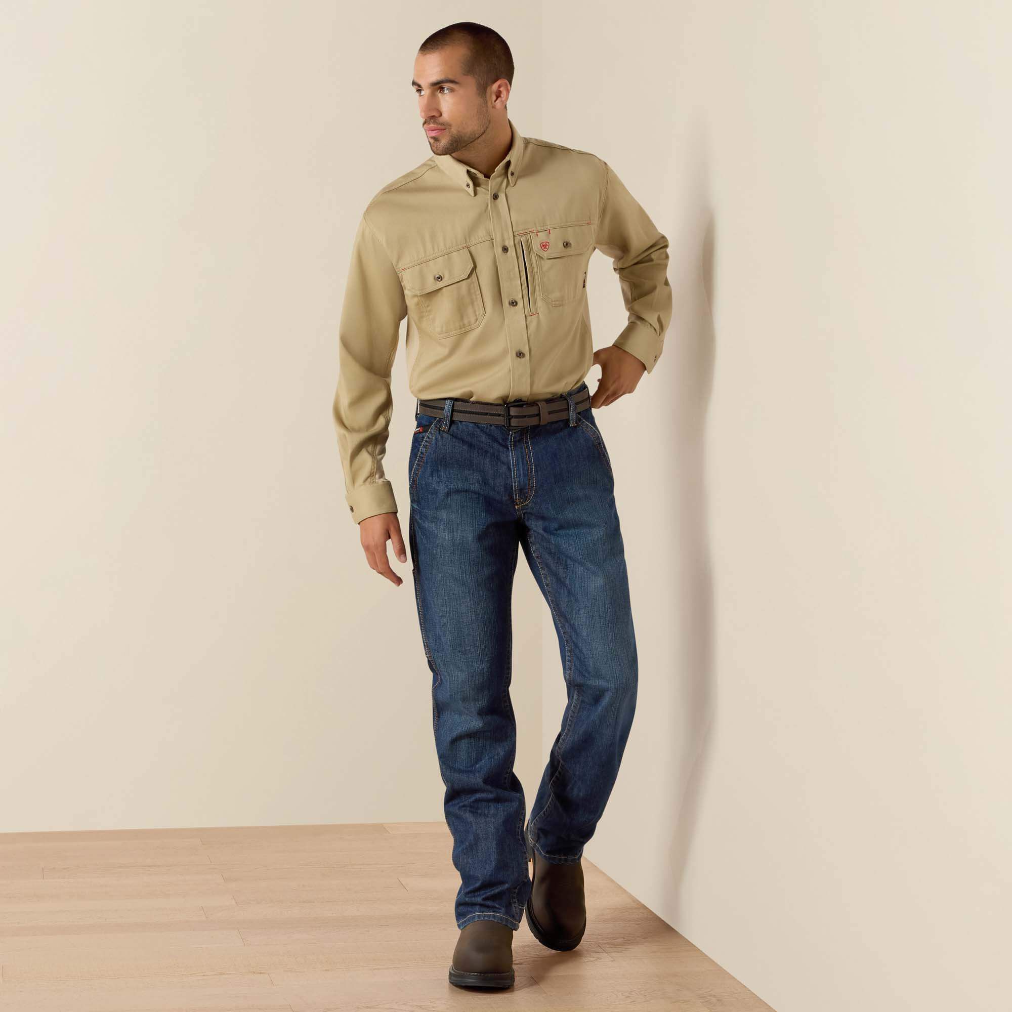 FR Solid Vent Work Shirt Men - KHAKI