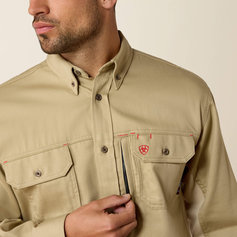 FR Solid Vent Work Shirt Men - KHAKI