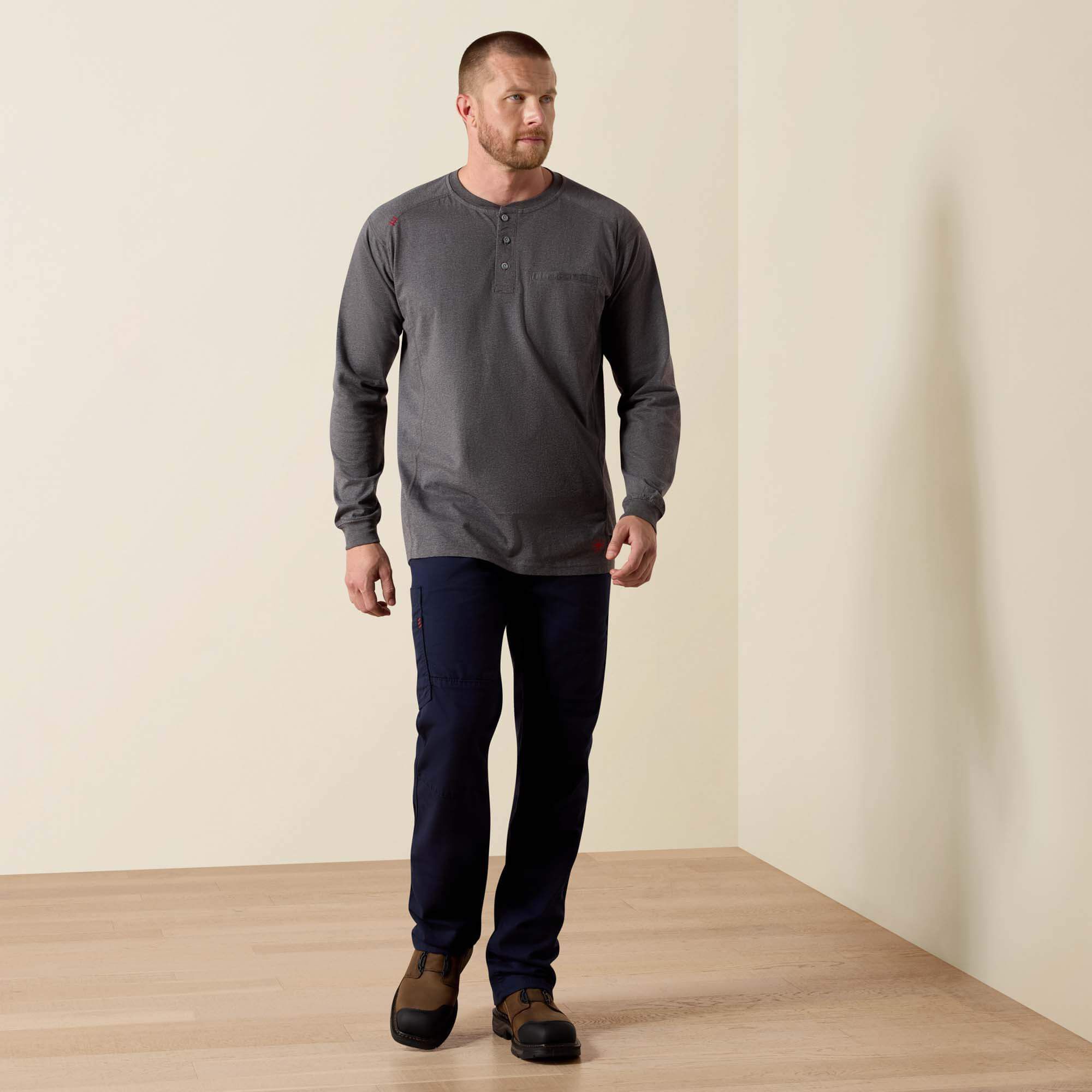 FR Air Henley Men - CHARCOAL HEATHER
