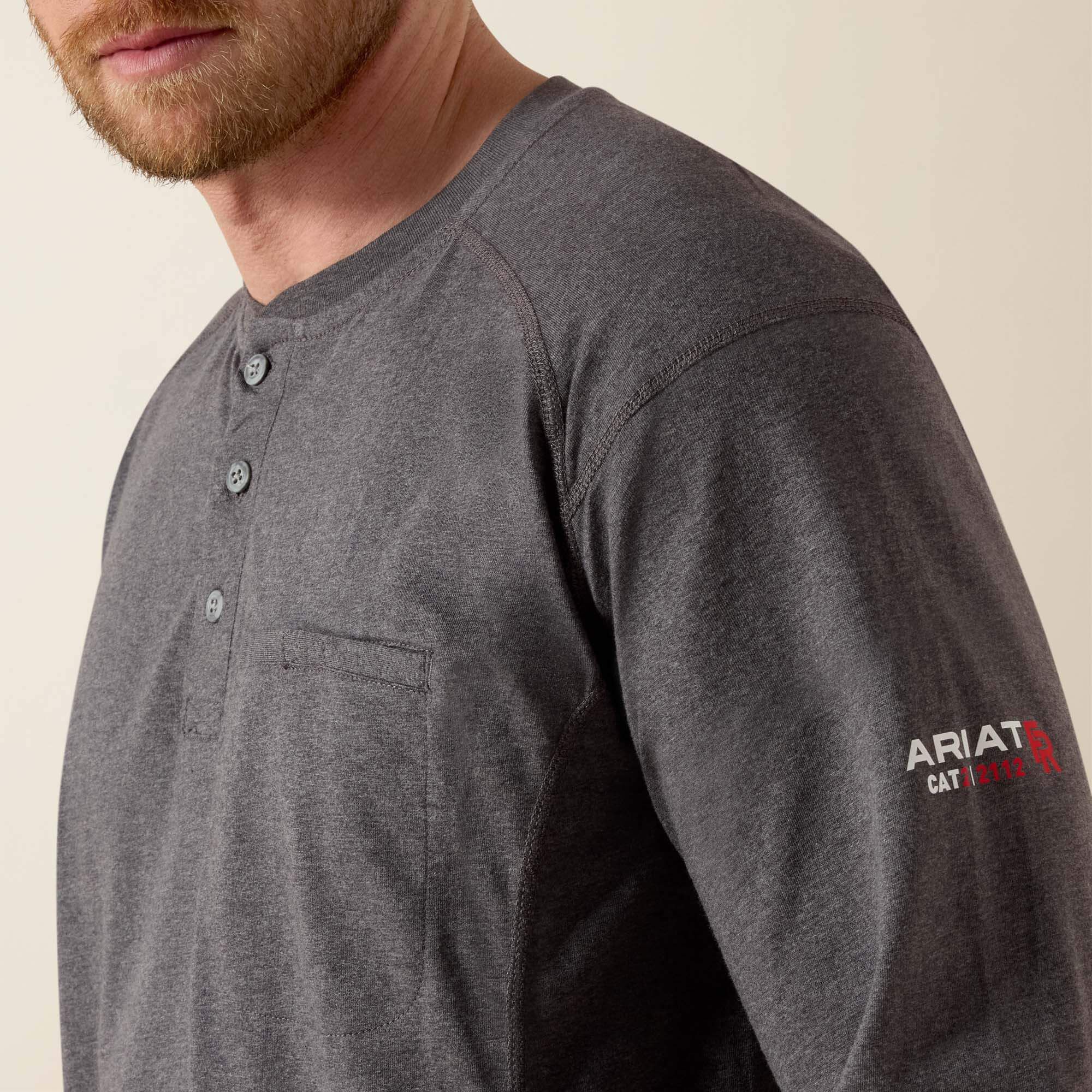 FR Air Henley Men - CHARCOAL HEATHER
