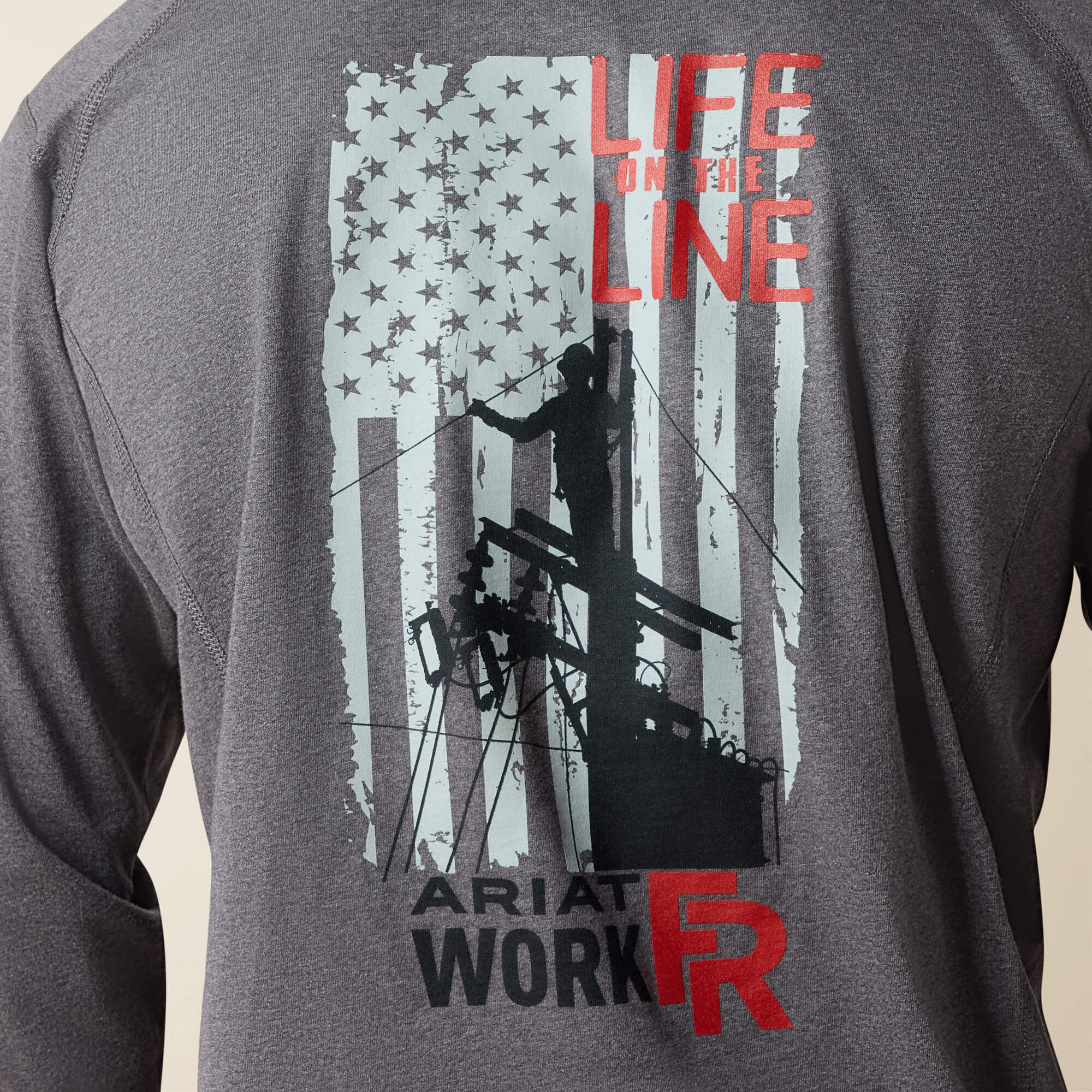 FR Air Life on the Line Graphic Top Men - CHARCOAL HEATHER