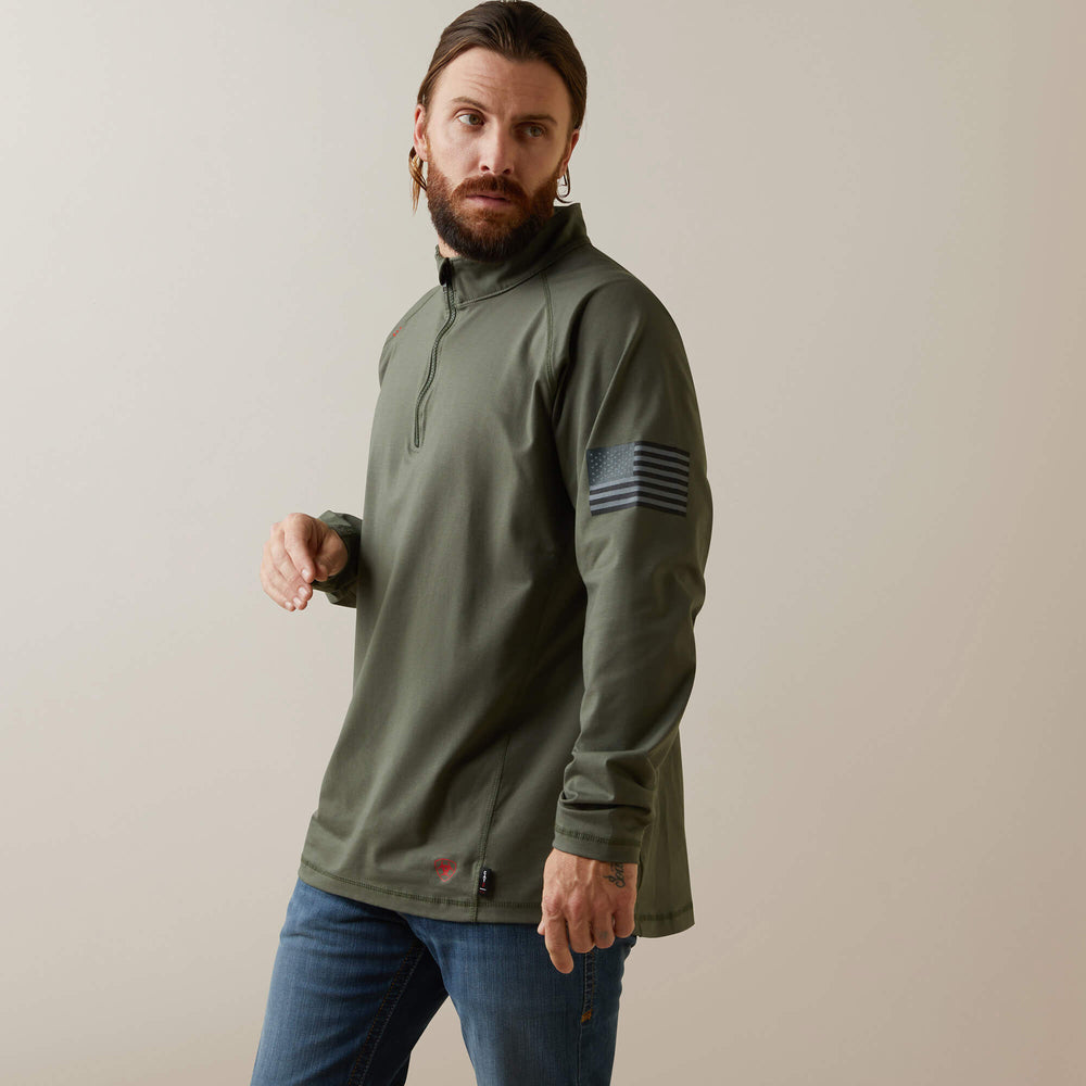 FR Combat Stretch Patriot 1/4 Zip Work Shirt Men - DARK SAGE