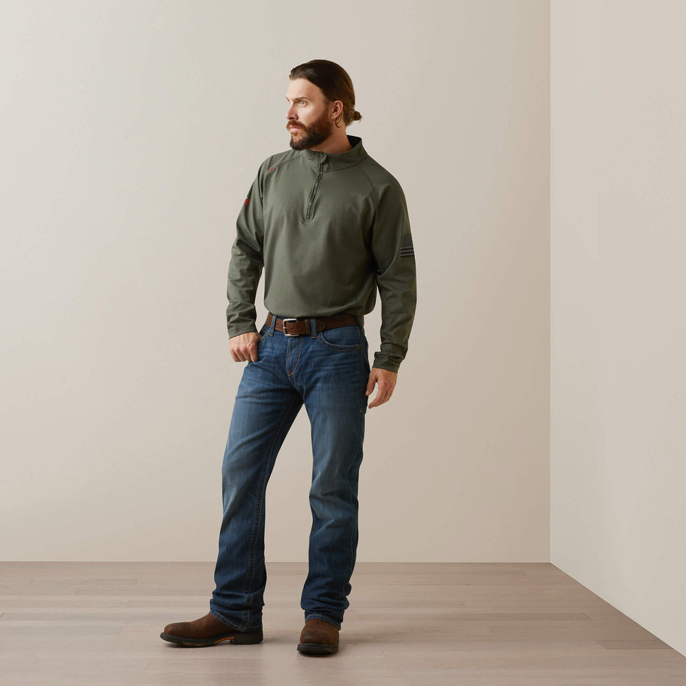 FR Combat Stretch Patriot 1/4 Zip Work Shirt Men - DARK SAGE