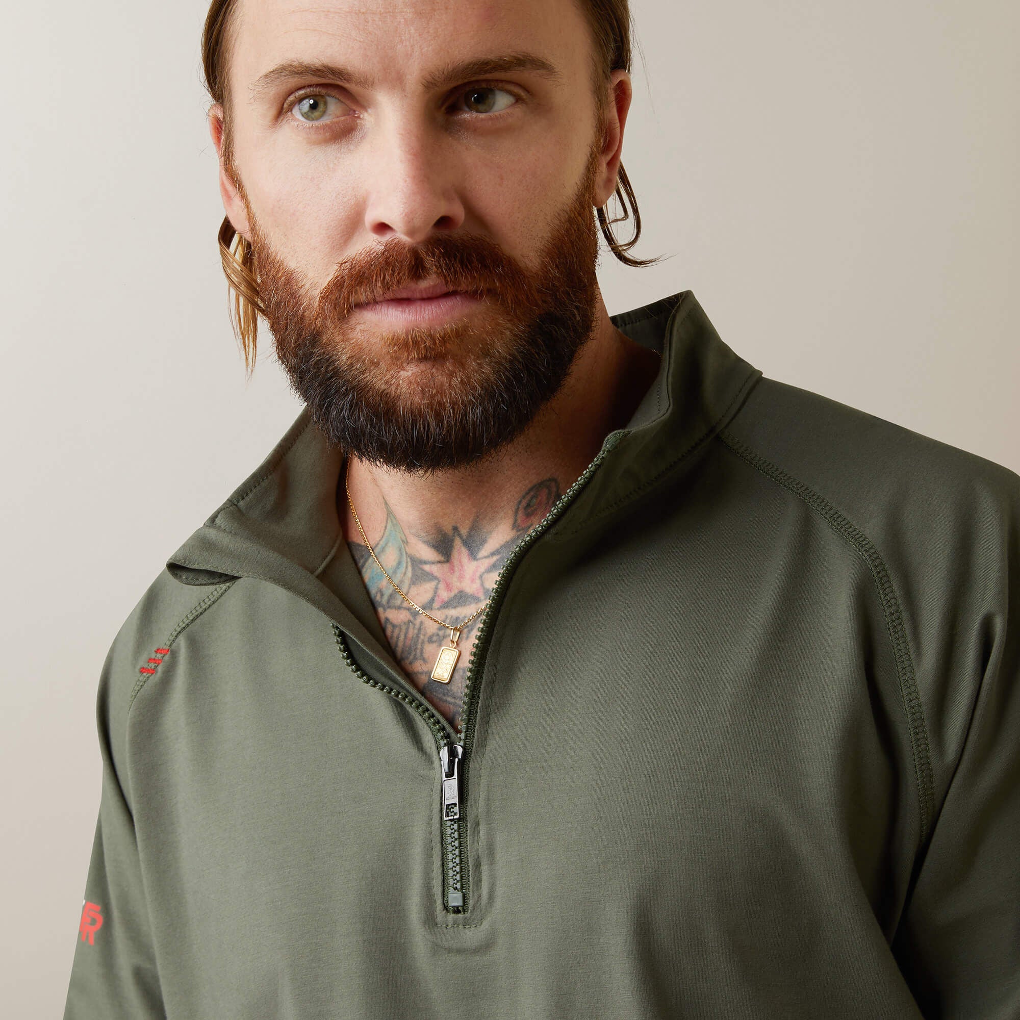 FR Combat Stretch Patriot 1/4 Zip Work Shirt Men - DARK SAGE