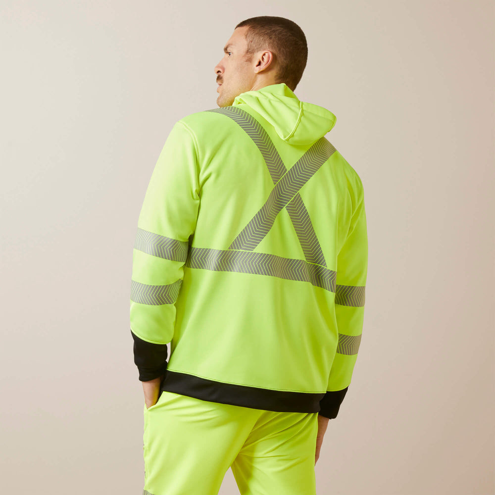 Rebar WorkTek Hi-Vis Full Zip Hoodie Men - HI-VIS YELLOW