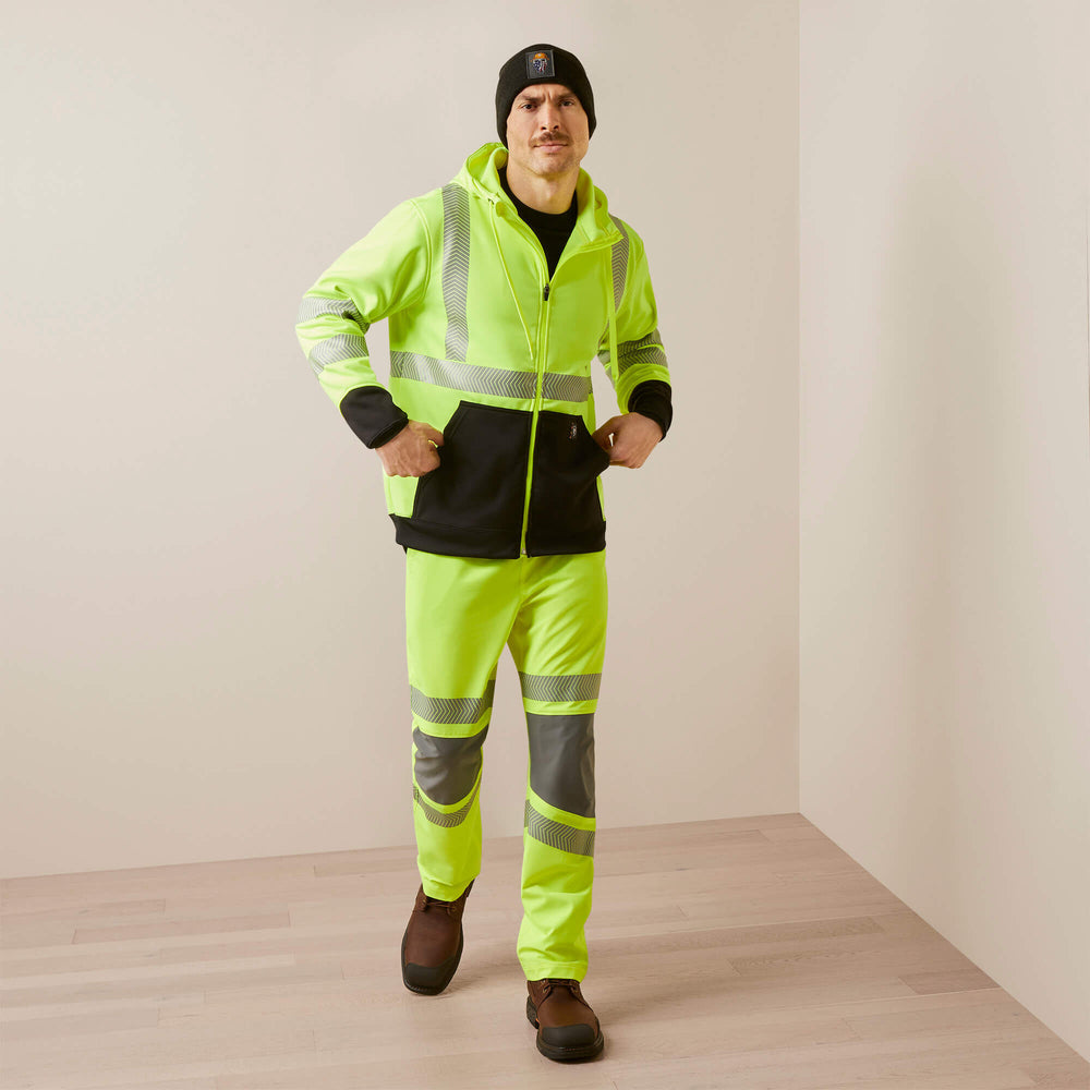 Rebar WorkTek Hi-Vis Full Zip Hoodie Men - HI-VIS YELLOW