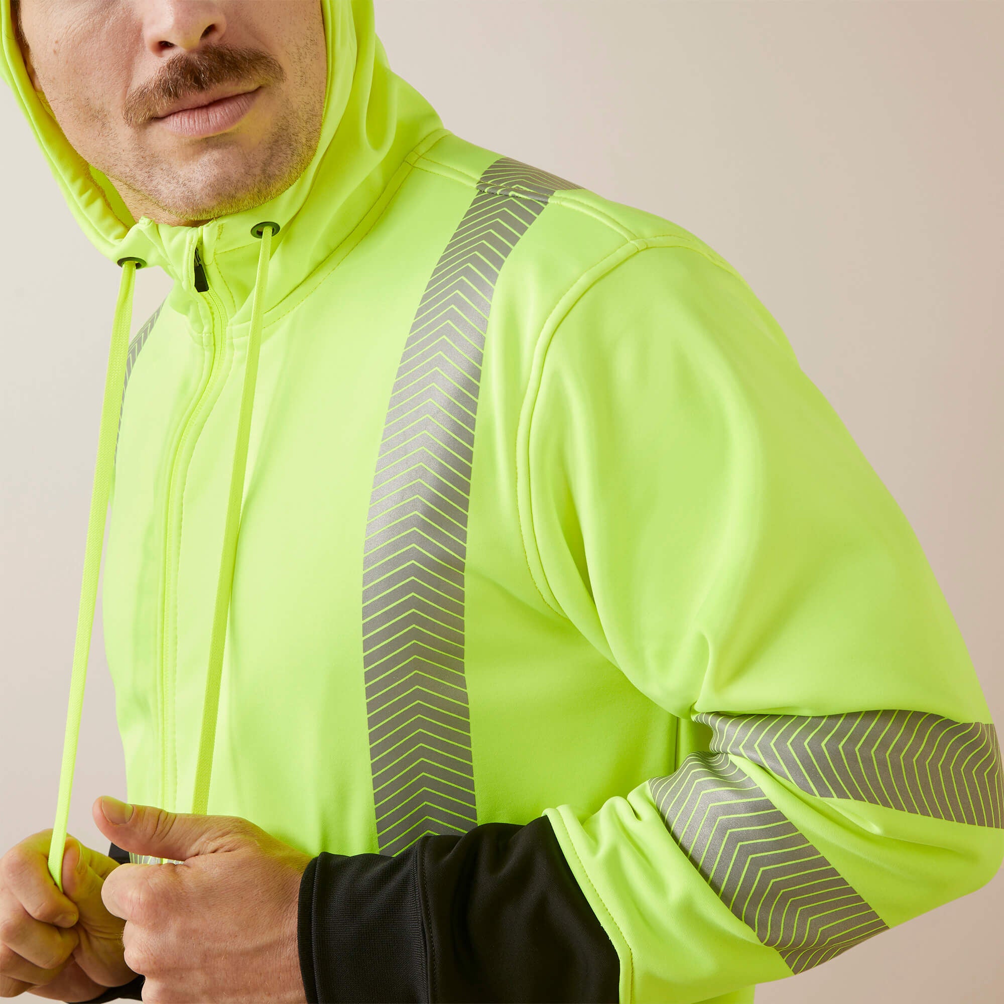 Rebar WorkTek Hi-Vis Full Zip Hoodie Men - HI-VIS YELLOW